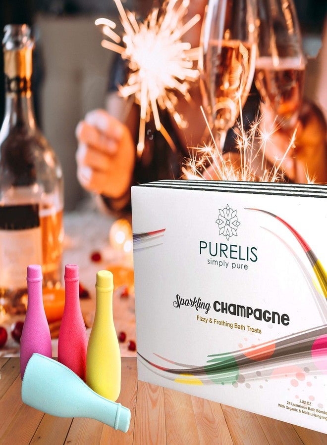 Purelis Bulk Organic Bath Bombs Gift Set. Wedding Favors & Party Favors for Adults. Dry Skin Moisturize Bath Balls Individually Wrapped Bath Bombs for Women & Men. 24 Wine & Champagne Bottles Party Favors. - Image 3