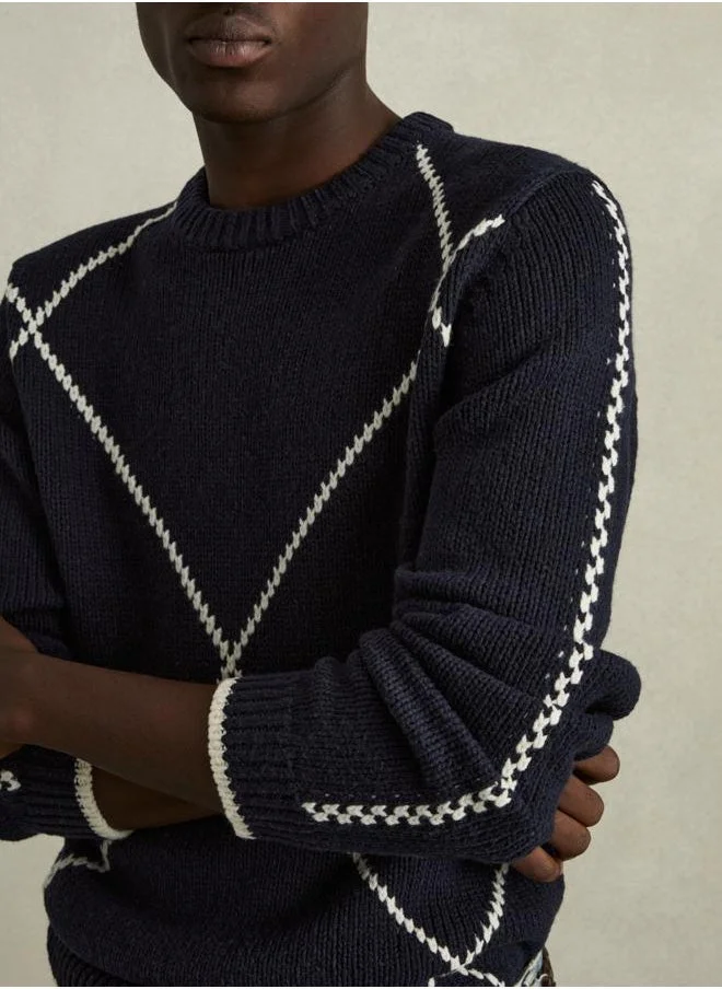 REISS Ls Wool Interest Crew Neck Jumper