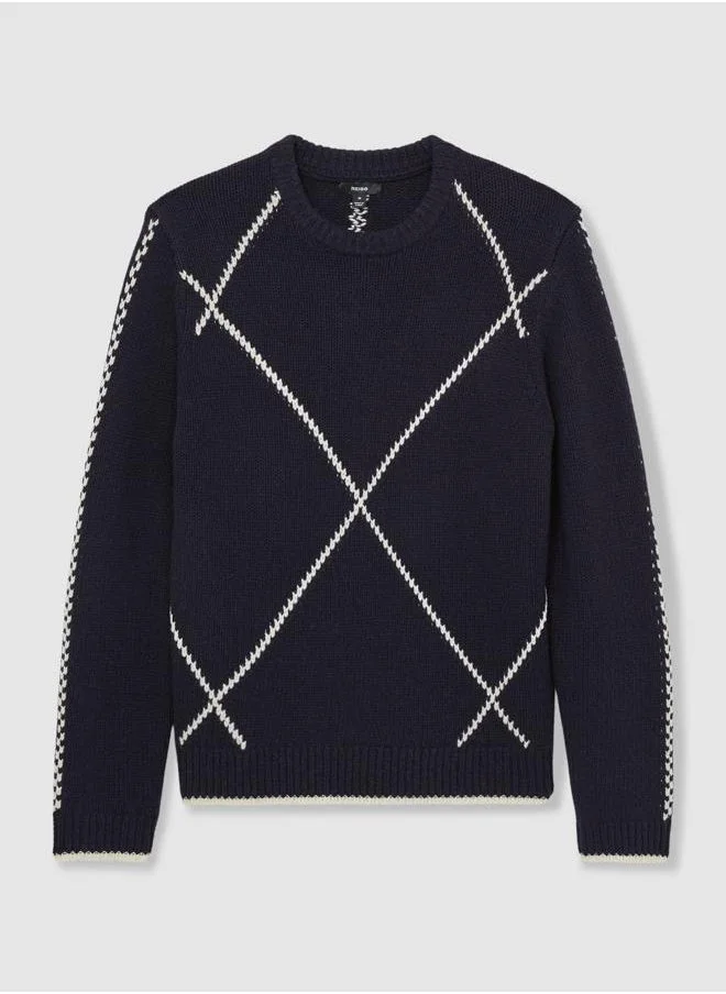 REISS Ls Wool Interest Crew Neck Jumper