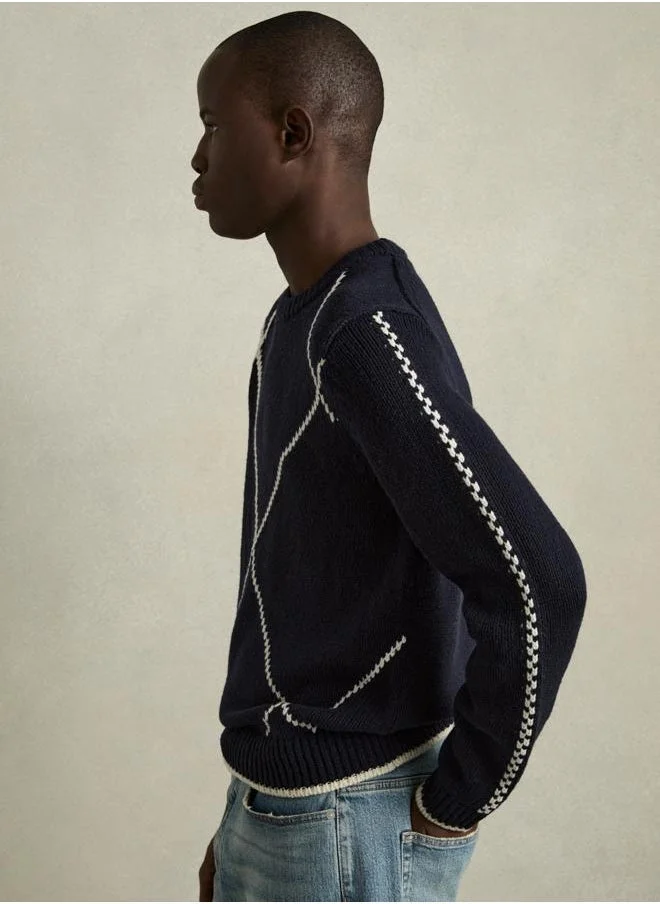 REISS Ls Wool Interest Crew Neck Jumper