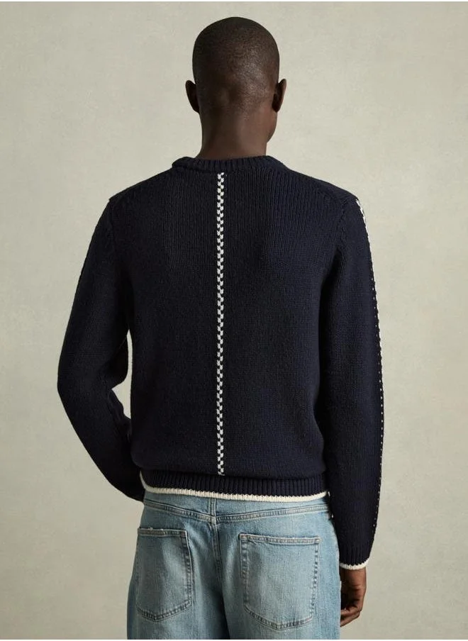 REISS Ls Wool Interest Crew Neck Jumper