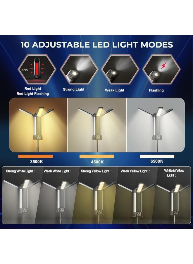 مصباح تخييم  Trio Beam Lite - مصباح تخييم ثلاثي القوائم قابل لإعادة الشحن بقوة 2000 لومن مع ألواح قابلة للتعديل وبطارية احتياطية بسعة 6000 مللي أمبير في الساعة - Image 2