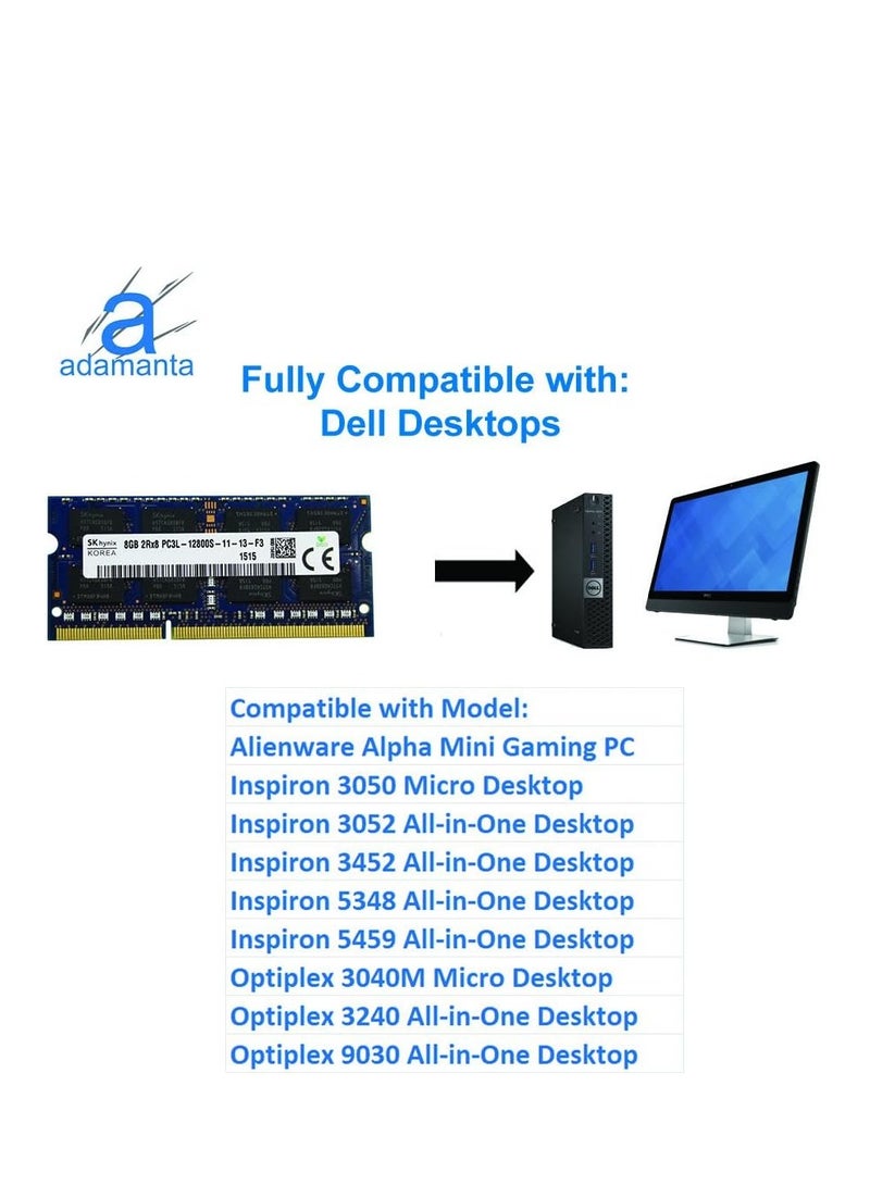 Adamanta Factory Original 16GB (2x8GB) Compatible for Dell Alienware Inspiron Latitude Optiplex Precision Vostro DDR3L 1600Mhz PC3L-12800 SODIMM 2Rx8 CL11 1.35v Laptop Memory Upgrade RAM SNPN2M64C/8G - Image 3