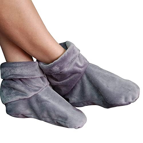 Mars Wellness Heated Microwavable Booties Microwavable Socks Heated Booties for Women and Men Herbal HotCold Deep Slippers Women Charcoal - Image 1