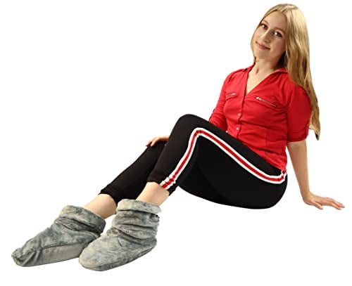 Mars Wellness Heated Microwavable Booties Microwavable Socks Heated Booties for Women and Men Herbal HotCold Deep Slippers Women Charcoal - Image 3