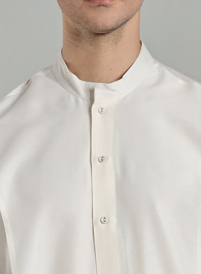 Abhishti White Flap Detail Button Down Kurta - Image 2