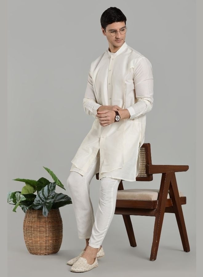 Abhishti White Flap Detail Button Down Kurta - Image 4