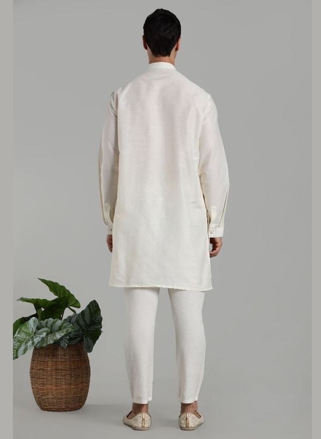 Abhishti White Flap Detail Button Down Kurta - Image 5
