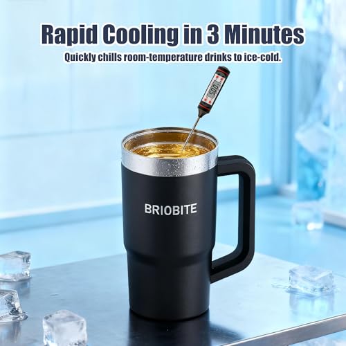 BRIOBITE 2-in-1 Freeze & Insulated Stainless Steel Mug with Lid, 3min Rapid Cooling and Long-lasting Cold, Insulated for Beer, Wine, soda, and Energy Drinks Gifts for Men, Black - Image 3