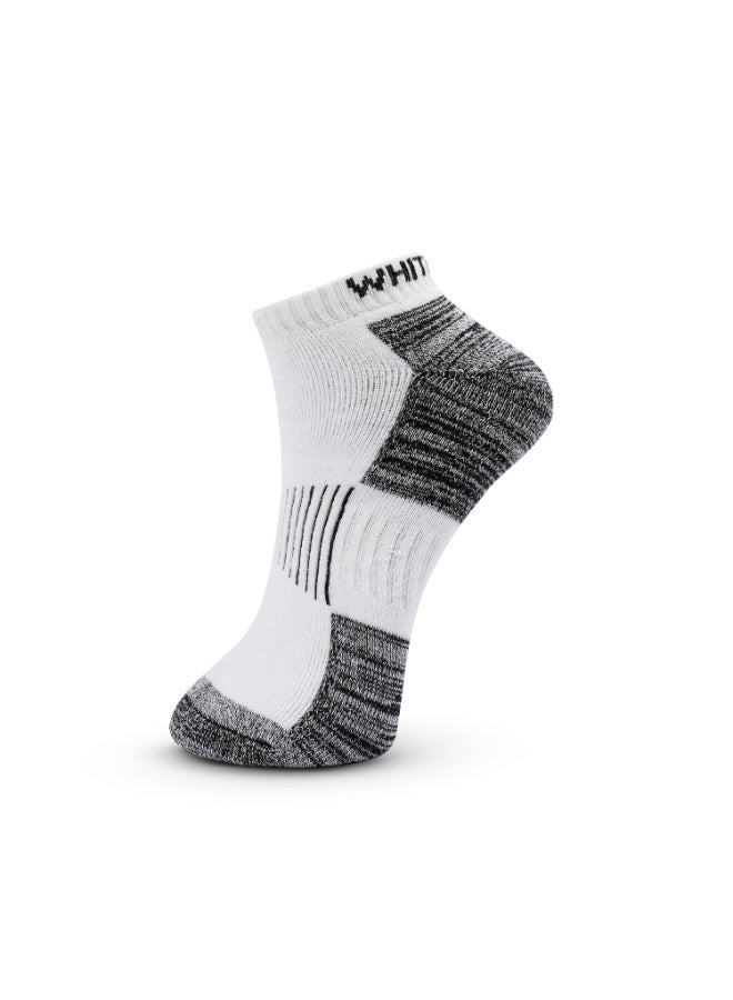 White Leaf 3 Pack Terry Low Cut Socks - Light Grey, Black and White. - Image 3