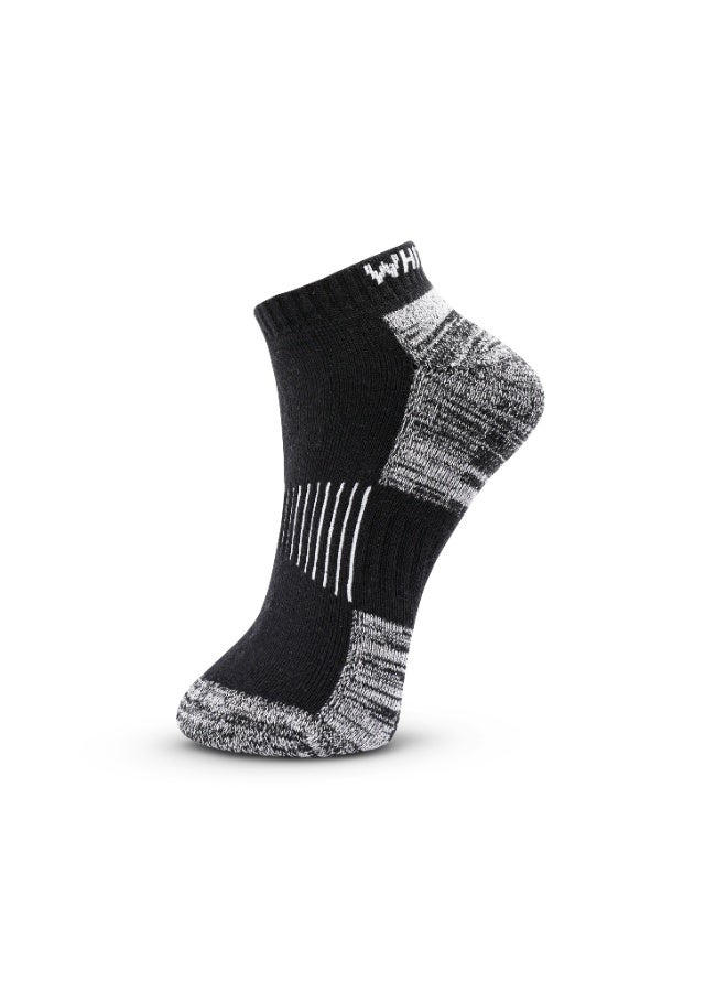 White Leaf 3 Pack Terry Low Cut Socks - Light Grey, Black and White. - Image 4