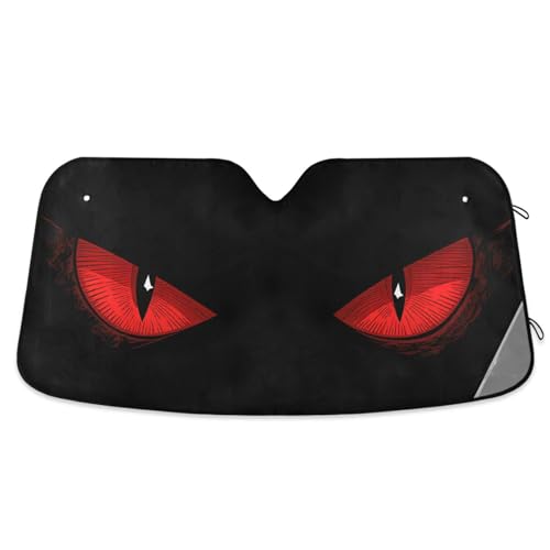 Dussdil Evil Eyes Car Sun Shade Windshield Red Eyes Sunshade Blocks UV Rays Protector Keep Your Vehicle Cool Sun Shield Visor Cover Foldable for Car Truck SUV S - Image 1