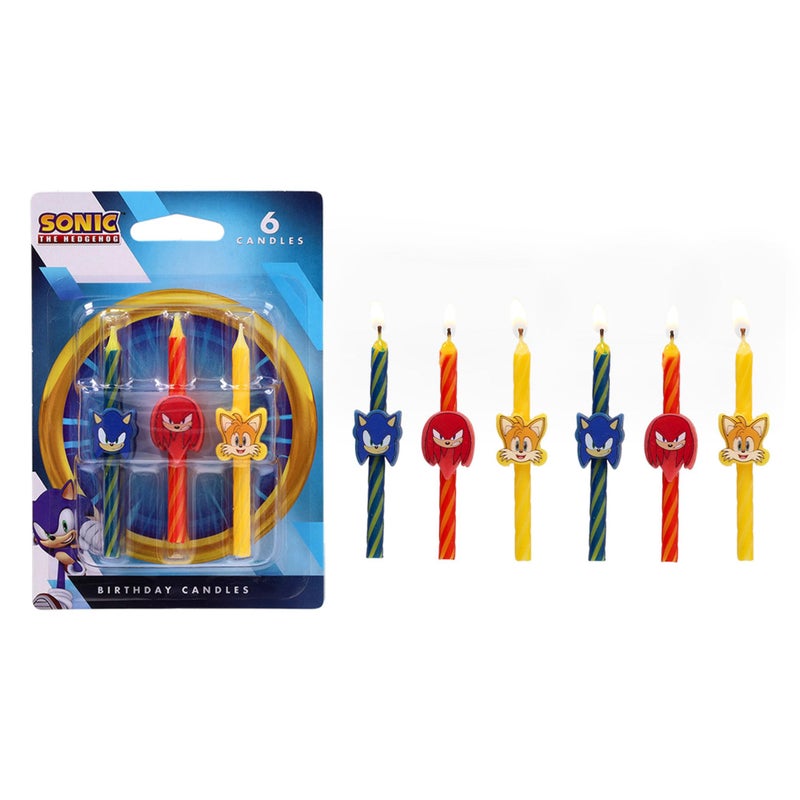 DecoPac Sonic The Hedgehog Cake Candles | 6 Birthday Cake Candles Featuring Sonic, Knuckles, & Tails, for Sonic Party - Image 1