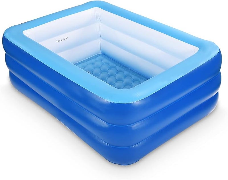XFlated Kiddie Pools, Inflatable Swimming Pool with Soft Floor, Durable 59 inches Swim Play Kids Pool for Garden or Backyard or Indoor (Blue) - Image 1