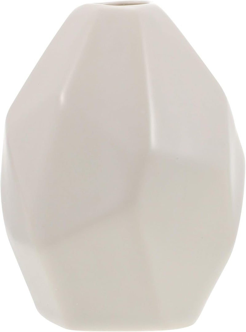 KICHOUSE Ceramic Bud Vase for Home Décor, Multi-Faceted White Dried Flower Container, Floral Arrangement Vase for Living Room and Table Decoration - Image 1