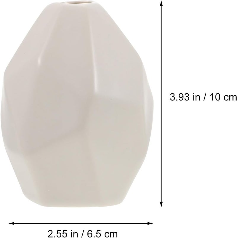KICHOUSE Ceramic Bud Vase for Home Décor, Multi-Faceted White Dried Flower Container, Floral Arrangement Vase for Living Room and Table Decoration - Image 2