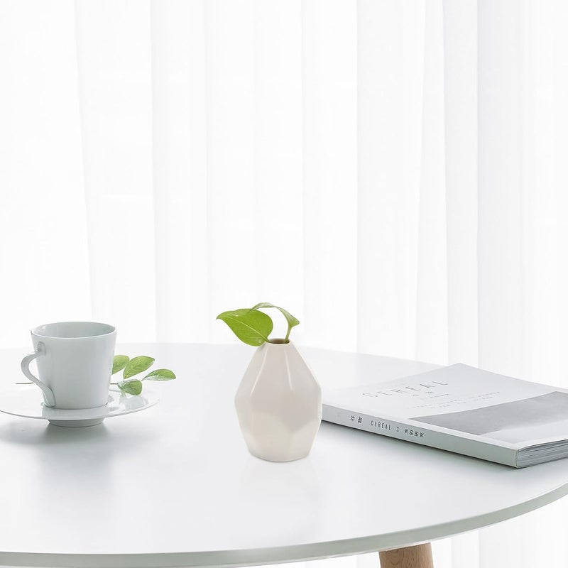 KICHOUSE Ceramic Bud Vase for Home Décor, Multi-Faceted White Dried Flower Container, Floral Arrangement Vase for Living Room and Table Decoration - Image 4