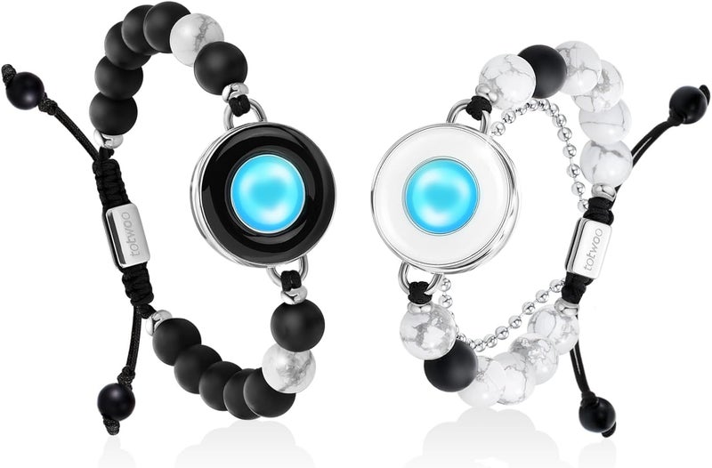 TOTWOO Smart Partner Bracelets for Long Distance Relationships with App Controlled 1:1 Bluetooth Pairing - Romantic Gift with Glow & Touch Vibration - Image 1