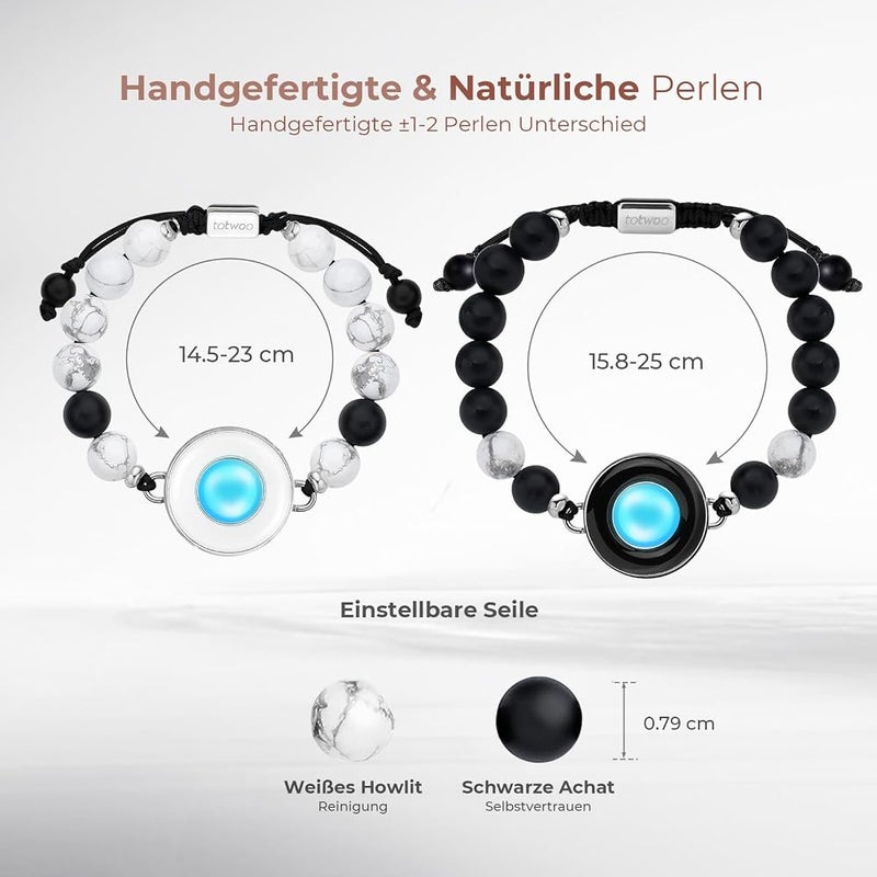 TOTWOO Smart Partner Bracelets for Long Distance Relationships with App Controlled 1:1 Bluetooth Pairing - Romantic Gift with Glow & Touch Vibration - Image 4