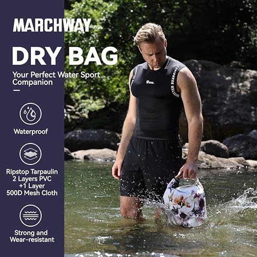MARCHWAY Floating Waterproof Dry Bag Backpack 5L/10L/20L/30L/40L, Roll Top Sack Keeps Gear Dry for Kayaking, Rafting, Boating, Swimming, Camping, Hiking, Beach, Fishing (Flower, 5L) - Image 2