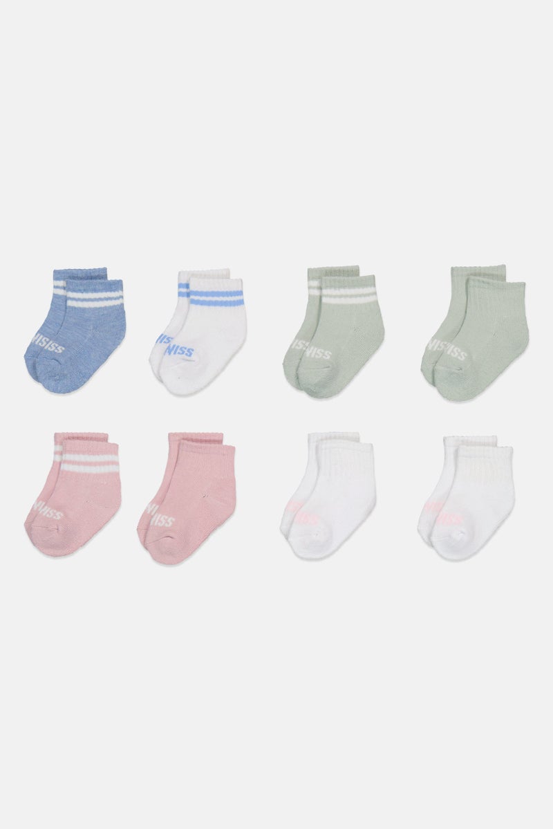 K-SWISS Toddlers Girl 8 Pairs Brand Logo Quater Socks, Multicolor - Image 3