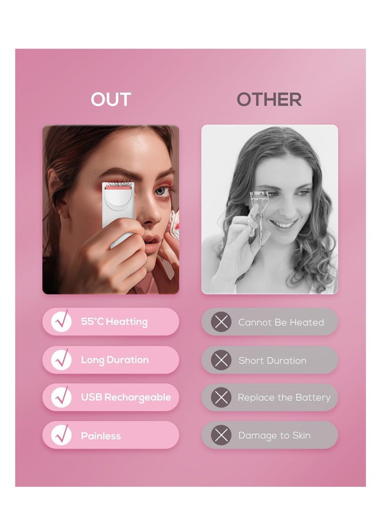 Excefore Electric Heated Eyelash Curler, Quick Natural Curling Electric Lash Curler, Long Lasting USB Rechargeable Curled Eyelashes, Mini Portable Eyelash Curler, Eyelash Curler Set Bbeauty Tool - Image 3