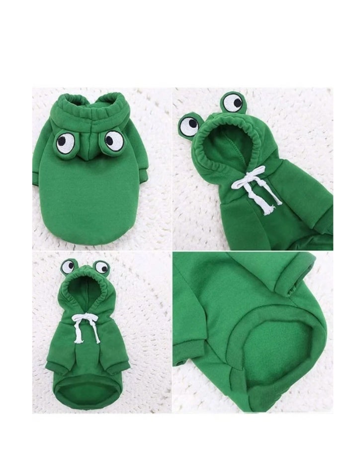 سترة كلب، سترة أساسية للكلاب، معطف سمكة لطيف دافئ، ملابس حيوانات أليفة للاستخدام في الطقس البارد، معطف خارجي للقطط والكلاب الصغيرة والكبيرة، سترة من الصوف مع ملابس كرتونية (أخضر، مقاس M) - Image 5