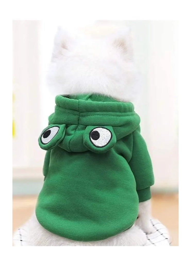 سترة كلب، سترة أساسية للكلاب، معطف سمكة لطيف دافئ، ملابس حيوانات أليفة للاستخدام في الطقس البارد، معطف خارجي للقطط والكلاب الصغيرة والكبيرة، سترة من الصوف مع ملابس كرتونية (أخضر، مقاس M) - Image 3