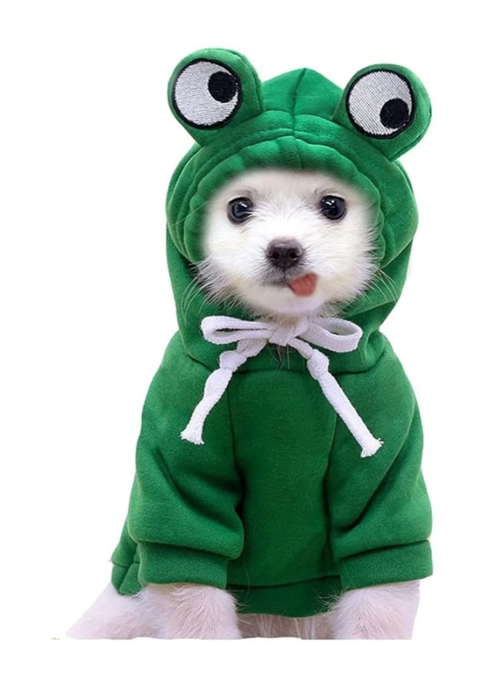 سترة كلب، سترة أساسية للكلاب، معطف سمكة لطيف دافئ، ملابس حيوانات أليفة للاستخدام في الطقس البارد، معطف خارجي للقطط والكلاب الصغيرة والكبيرة، سترة من الصوف مع ملابس كرتونية (أخضر، مقاس M) - Image 1