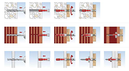fischer DuoPower 1/4" x 1-3/16" S PH, 50 Plugs & 50 Screws, Powerful Universal Plug with Intelligent 2-Component Technology for Fastenings in Concrete, Bricks, Drywall, Chipboard, etc - Image 5