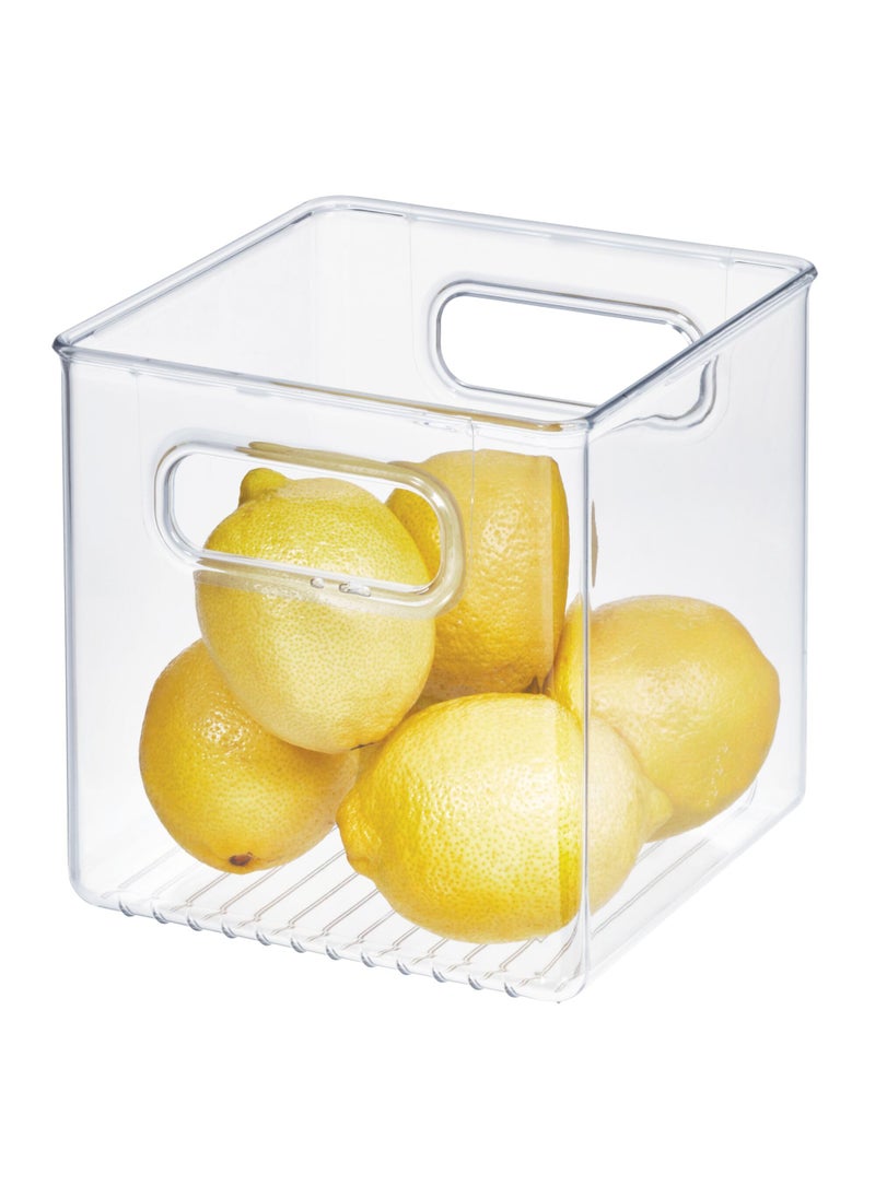 InterDesign iDesign Recycled Plastic Pantry and Kitchen Storage Freezer and Fridge Organizer Bin with Easy Grip Handles  6 x 6 x 6 Clear 