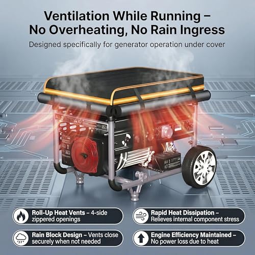 JIAHOO Generator Covers While Running Waterproof, 32"L x 24"W x 24"H Heavy Duty Generator Covers for Outside, Compatible with 5000W-10000W Generator, Overall Protection for Generator, Black - Image 5