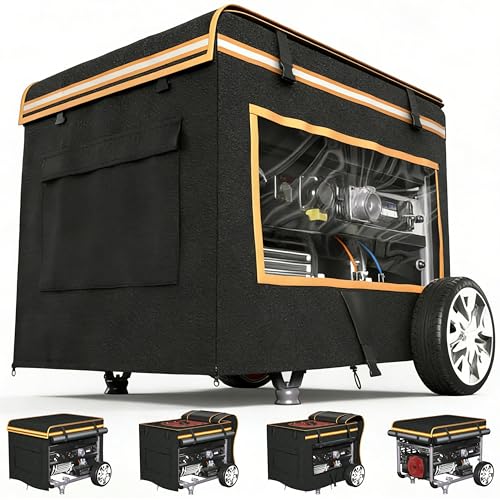 JIAHOO Generator Covers While Running Waterproof, 32"L x 24"W x 24"H Heavy Duty Generator Covers for Outside, Compatible with 5000W-10000W Generator, Overall Protection for Generator, Black - Image 1