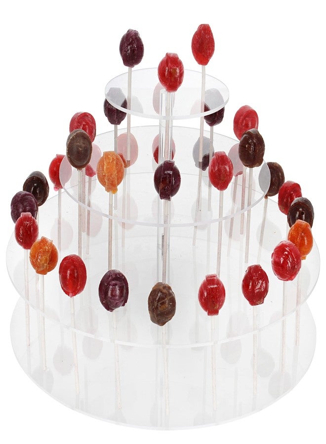 Spec101 Acrylic Cake Pop Display Stand - 3 Tier Circle Clear Decorative Lollipop Holder Party Stand - Holds 33 Suckers - Image 5