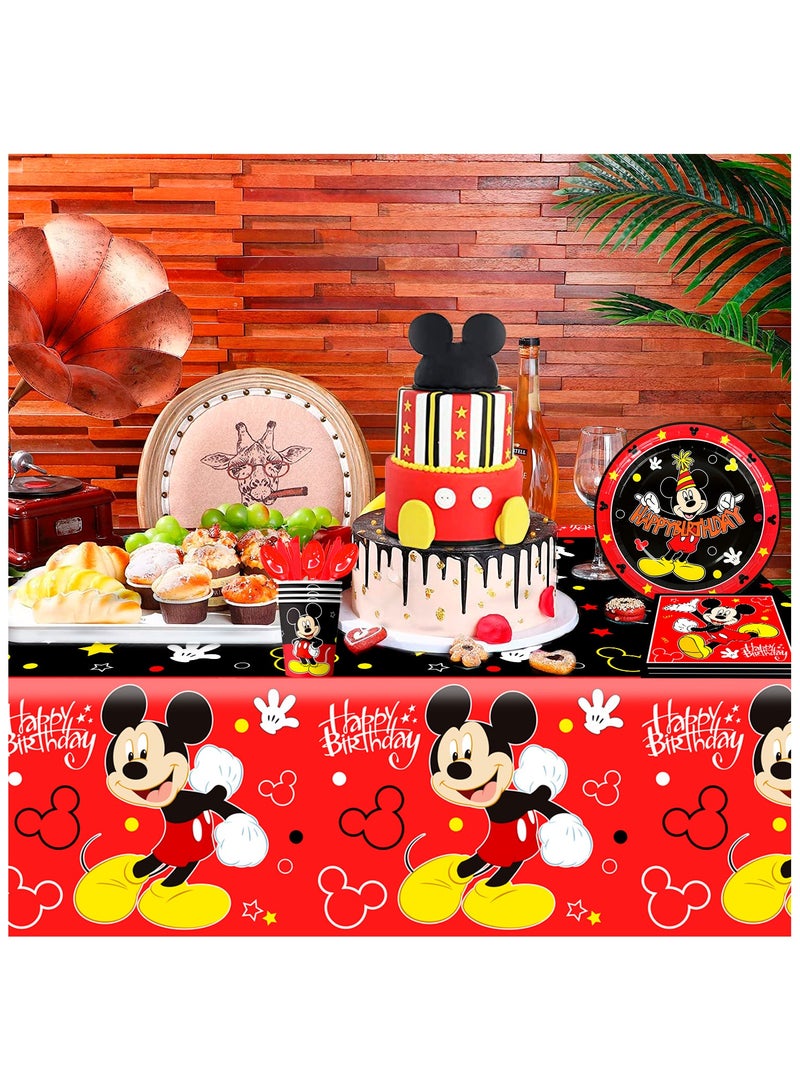 FRUITFUL PARTY Mickey Mouse Disposable Party Tableware for 20 Guests, 141pcs Mickey Mouse Birthday Party Supplies Mickey Mouse Theme Paper Plates Tablecloth etc Mickey Mouse Party Decorations - Image 5
