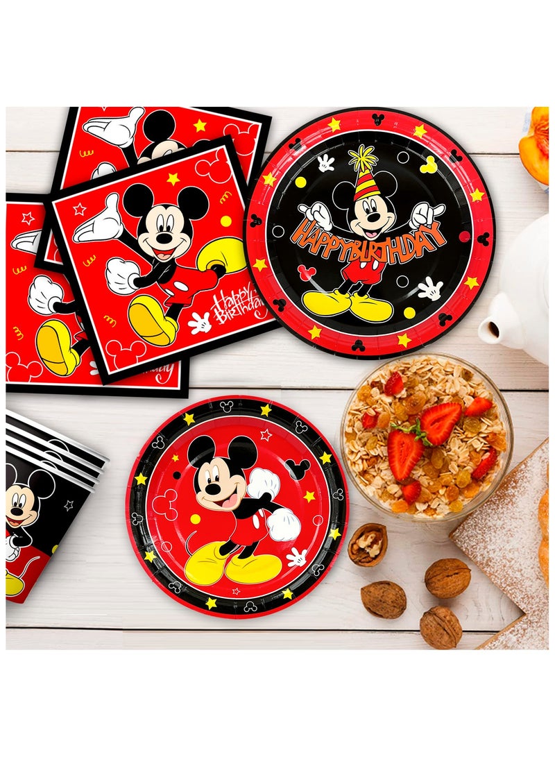 FRUITFUL PARTY Mickey Mouse Disposable Party Tableware for 20 Guests, 141pcs Mickey Mouse Birthday Party Supplies Mickey Mouse Theme Paper Plates Tablecloth etc Mickey Mouse Party Decorations - Image 4