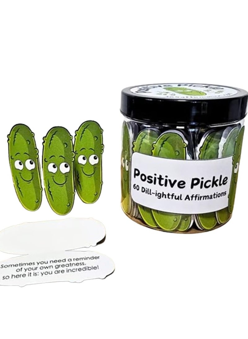 NIBEMINENT Positive Pickle Emotional Support Affirmation Cards,30 Sheets Funny Pickle Emotional Support Cards in Jar,Pickle Motivational Card Jar Mental Health Desk Accessories for Coworker Care Package (Pickle) - Image 1