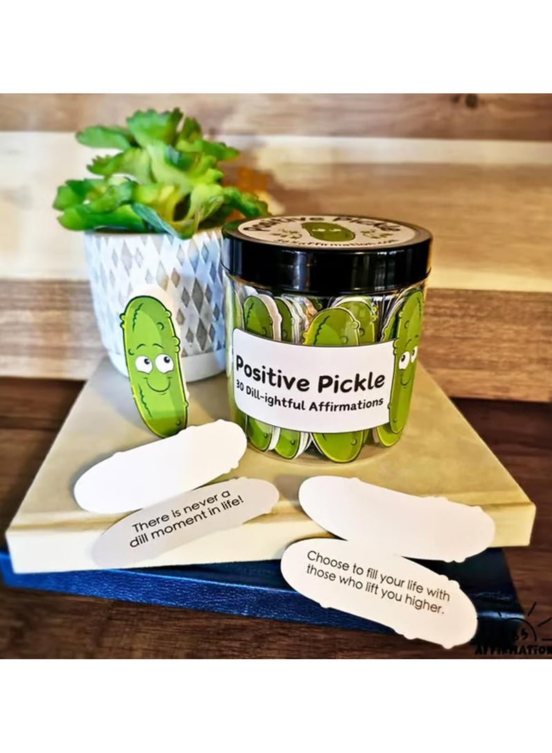 NIBEMINENT Positive Pickle Emotional Support Affirmation Cards,30 Sheets Funny Pickle Emotional Support Cards in Jar,Pickle Motivational Card Jar Mental Health Desk Accessories for Coworker Care Package (Pickle) - Image 2