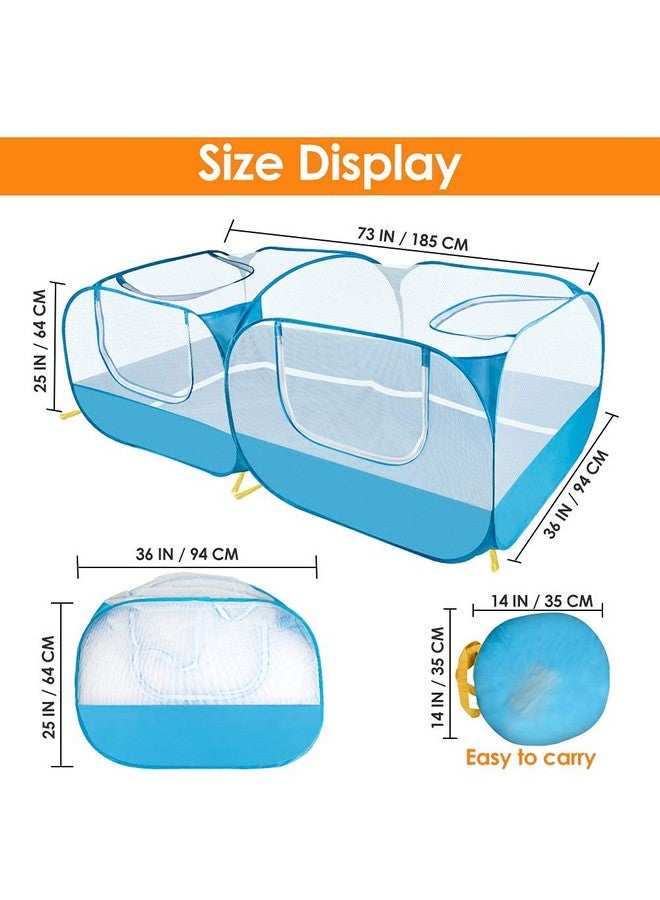 Lukovee Small Animals Playpen, Chicken Pen with Escape-Proof Detachable Bottom & 4 Zipper Doors, Breathable Foldable Portable Large Chicken Run Coop for Puppy Duck Kitten Rabbits Outdoor Yard (Blue) - Image 5