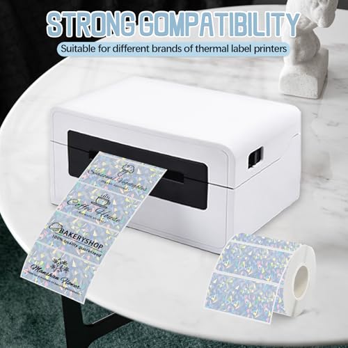 WANGHENG 2''x1'' Holographic Direct Thermal Barcode Labels,Self-Adhesive Thermal Printer Stickers for Address Design DIY Logo Business（Glass） - Image 4
