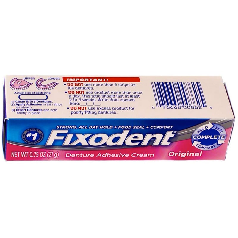 Fixodent Denture Adhesives Cream, Original - 0.75 Oz (Pack of 6) - Image 3