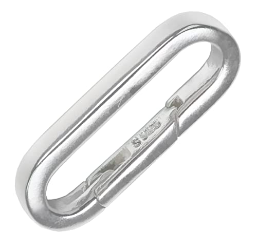 Ugems Sterling Silver Extender | 21mm Carabiner-Style Clasp with Rectangular Flat Spring Bail | Bracelet and Necklace Extender | Pendant Attachment for Jewelry Making | SKU: sx-201 - Image 3