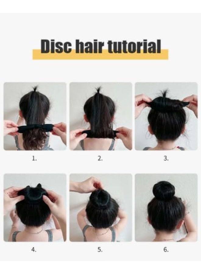 طقم أدوات تصفيف الشعر مع أداة عمل الكعكة وأستيك وإكسسوارات، أسود، مجموعة تسريحات للشعر لجميع الأنواع - Image 4