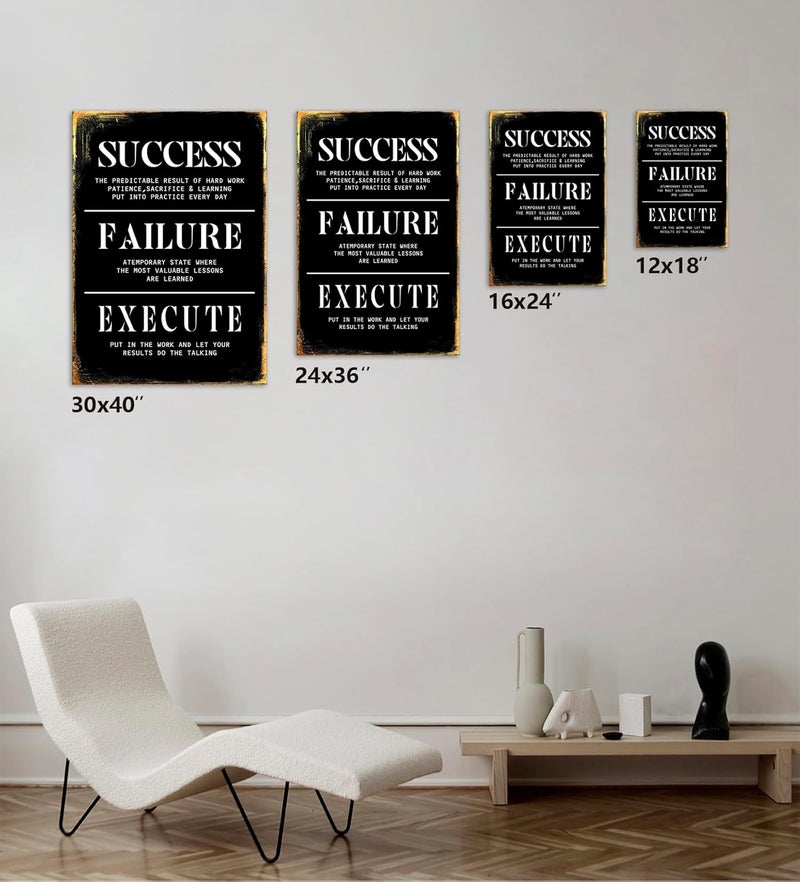 KAWAHONE Inspirational Wall Art Success Quote Execute Failure Definition Framed Canvas Wall Art Positive Motivational Print Artwork for Living Room Office Decor - Image 5