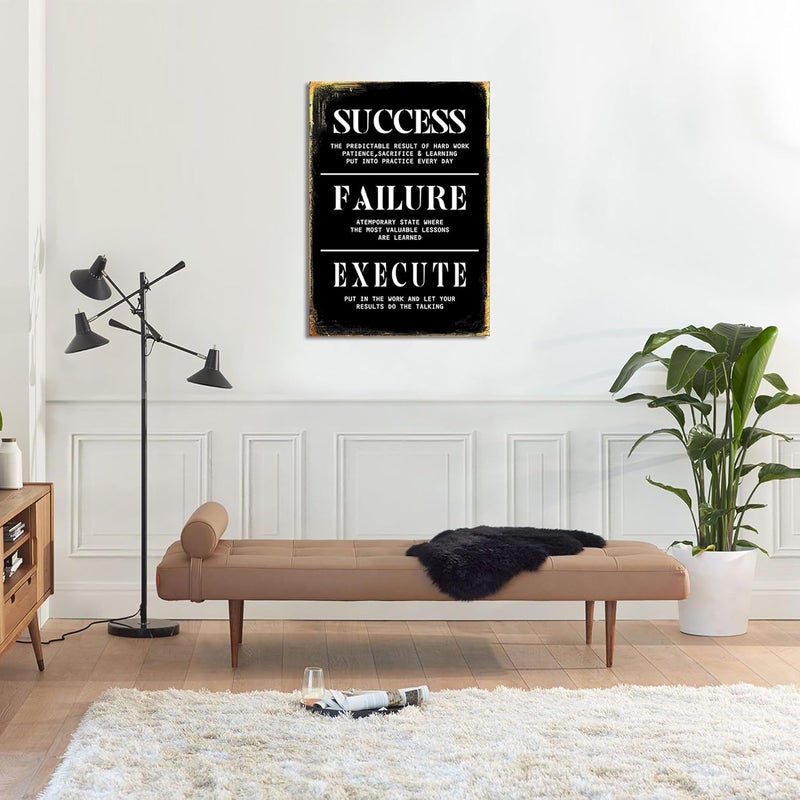 KAWAHONE Inspirational Wall Art Success Quote Execute Failure Definition Framed Canvas Wall Art Positive Motivational Print Artwork for Living Room Office Decor - Image 3