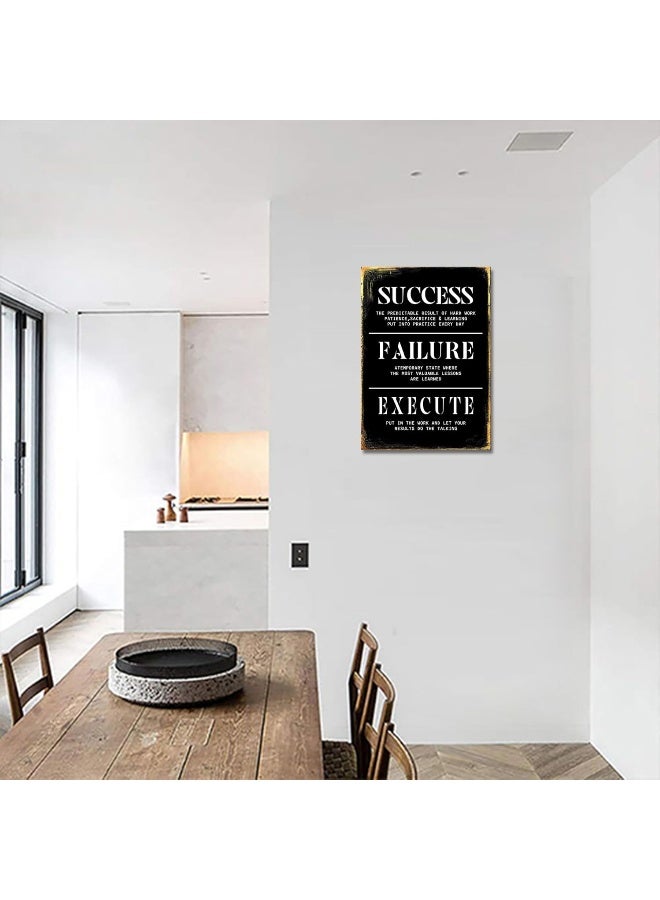 KAWAHONE Inspirational Wall Art Success Quote Execute Failure Definition Framed Canvas Wall Art Positive Motivational Print Artwork for Living Room Office Decor - Image 4