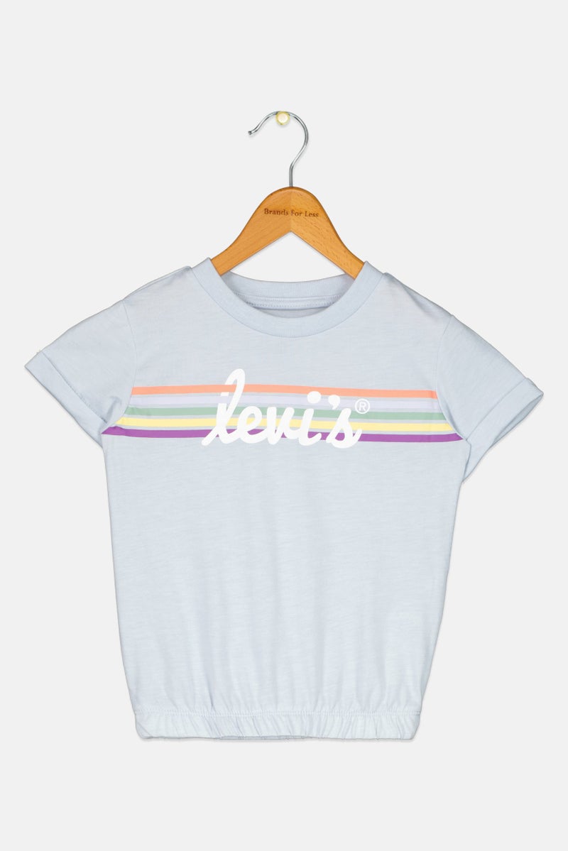 Levi's تي شيرت قصير الأكمام للبنات الصغيرات بشعار العلامة التجارية، رمادي - Image 1