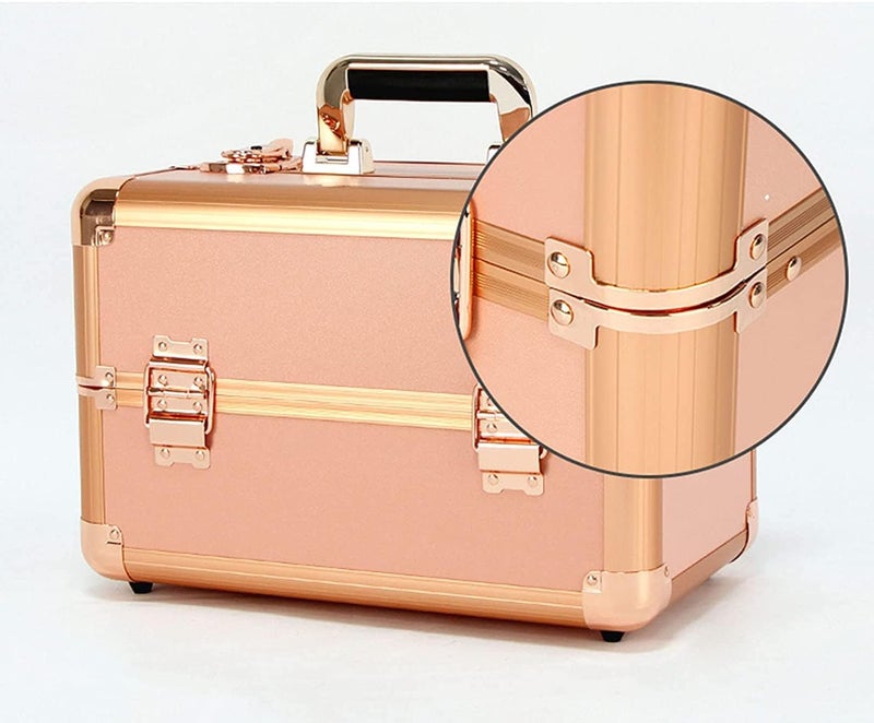 ADSON Professional Beauty Makeup Box Cosmetic Vanity Case/Box (Rose Gold 6) - Image 4