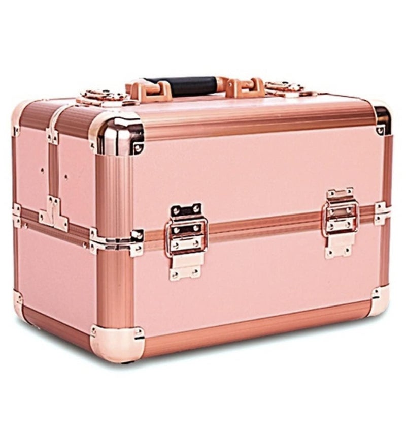 ADSON Professional Beauty Makeup Box Cosmetic Vanity Case/Box (Rose Gold 6) - Image 2