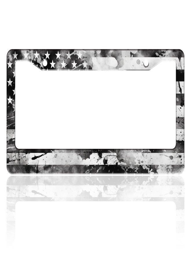 TINALUIN Vintage American Flag License Plate Frame USA Flag Stainless Steel License Plate Holder for Front and Rear Car Tags Funny for Car Decoration Accessories with Screws 6.3 X 12.2 in for Women Men - Image 1